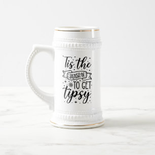 Funny tipsy Season Word Art Weihnachten Bierglas