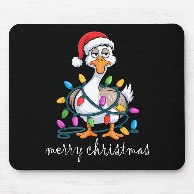 Funny Tired Goose Christmas Lights Silly Holiday F Mousepad (Vorne)