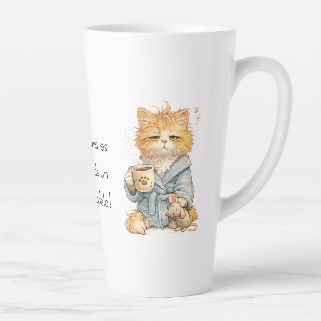 Funny Tired Orange Cat Coffee Mug Custom Name Quot Milchtasse (Rechts)