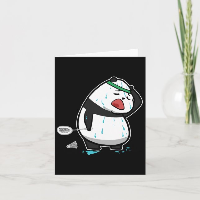 Funny Tired Panda Spielen Badminton Karte (Vorderseite)