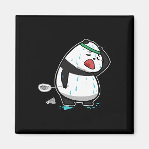 Funny Tired Panda Spielen Badminton Magnet