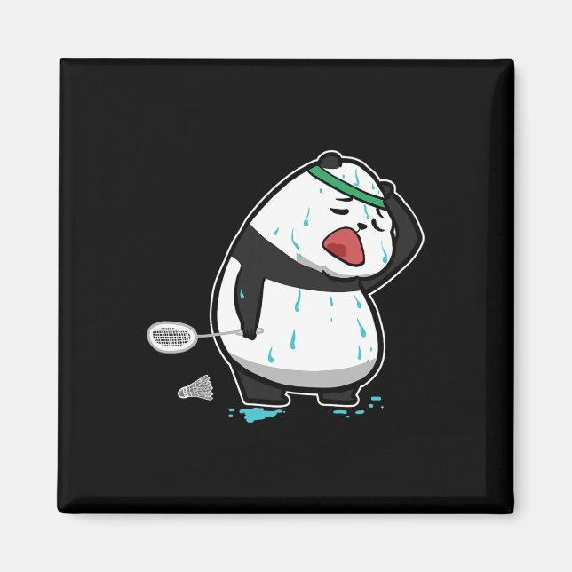Funny Tired Panda Spielen Badminton Magnet (Vorne)