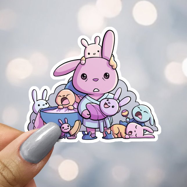 Funny Tired Parent of Multiples Bunny Aufkleber (Von Creator hochgeladen)