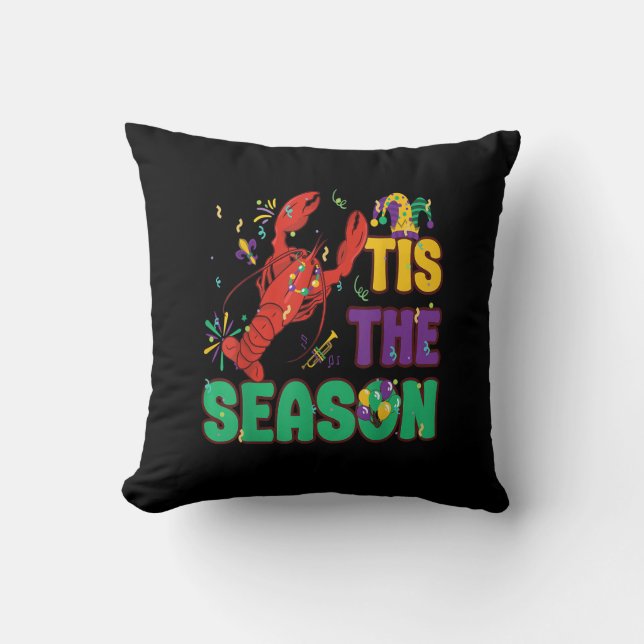 Funny Tis The Season Mardi Gras Crawfish Kissen (Vorderseite)