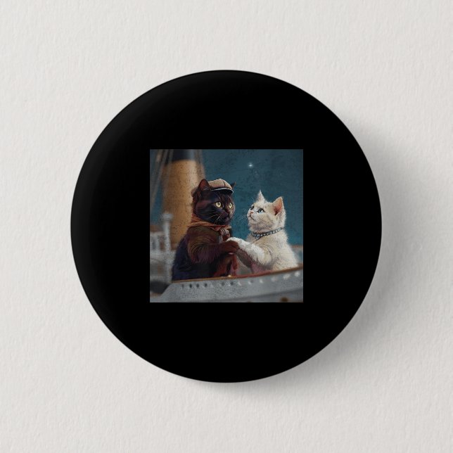 Funny Titanic Movie Cat Meme Rms Cruise Ship Men W Button (Vorderseite)