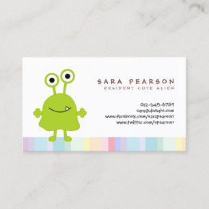 Funny Title Niedlich GreenMonster Alien Kids Name Visitenkarte