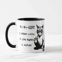 Funny "To Do List", Grumpy Cat Cartoon Kaffee