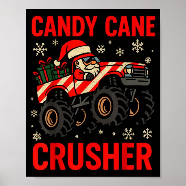 Funny Toddler Christmas Pajamas, Monster Truck Can Poster (Vorne)