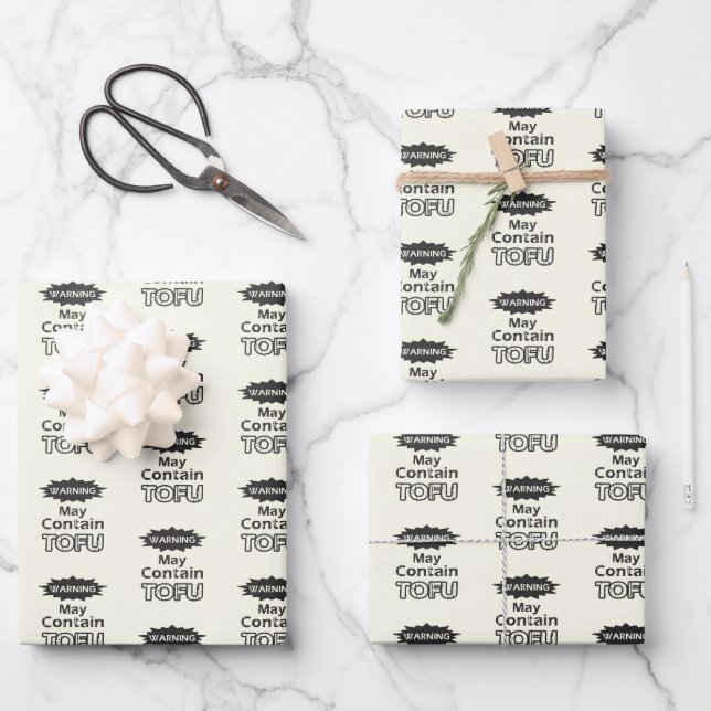 Funny Tofu thematisches Wrapping Paper Geschenkpapier Set (Vorderseite)