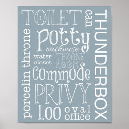 Funny Toilet Badezimmer Dusty Blue Gray Schild