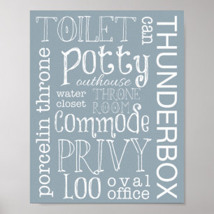 Funny Toilet Badezimmer Dusty Blue Gray Schild