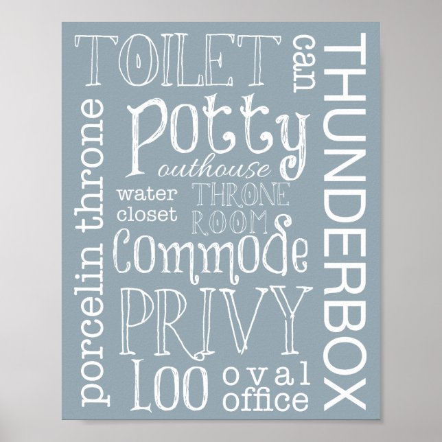 Funny Toilet Badezimmer Dusty Blue Gray Schild (Vorne)