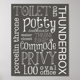 Funny Toilet Brown Grau Bad Schild