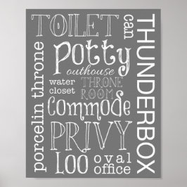 Funny Toilet Grau Bad Sign Poster Printwerbung