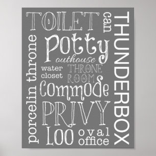 Funny Toilet Grau Bad Sign Poster Printwerbung