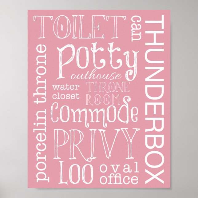 Funny Toilet Light Pink Bad Schild (Vorne)