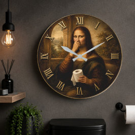 Funny Toilet Paper Mona Lisa Bathroom Humor Große Wanduhr