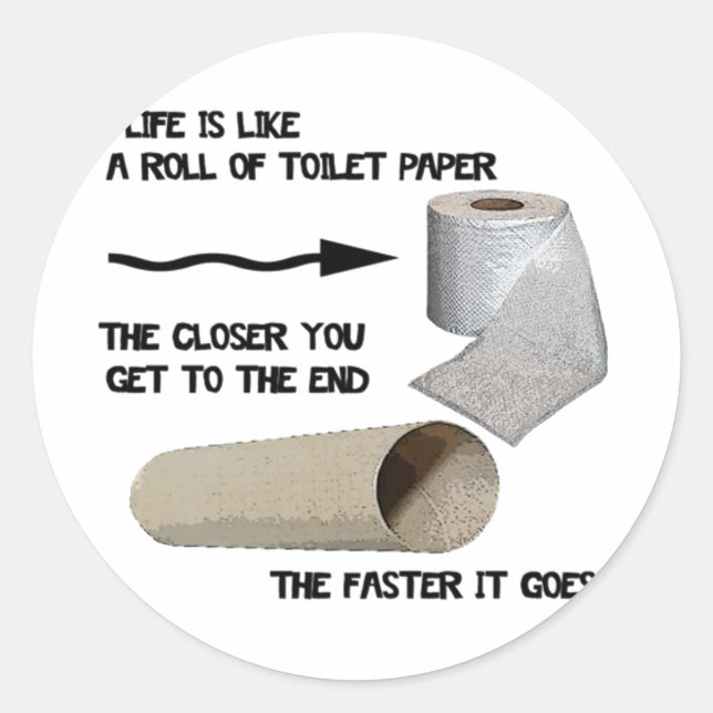 Funny Toilet Paper Runder Aufkleber (Vorderseite)