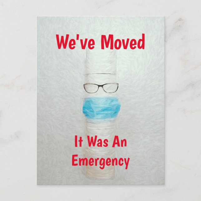 Funny Toilet Paper Wir haben neue Zuhause Budget v Postkarte (Vorderseite)