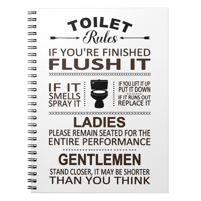 Funny Toilet Rules Bathroom Humor Notizblock (Vorderseite)