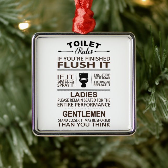 Funny Toilet Rules Bathroom Humor Ornament Aus Metall (Baum)