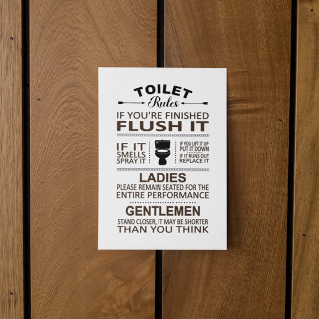Funny Toilet Rules Bathroom Restroom Humor Postkarte (Funny Toilet Rules Bathroom Restroom Humor Postcard)