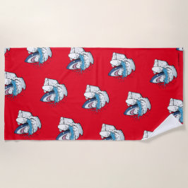 Funny Toilet Shark Cartoon Illustration Strandtuch