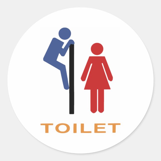 Funny Toilet Sign Runder Aufkleber (Vorderseite)