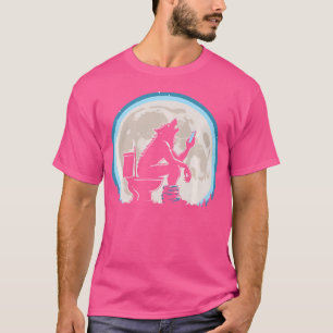 Funny Toilet Spaß Werwolf oder Wolf Howling am T-Shirt