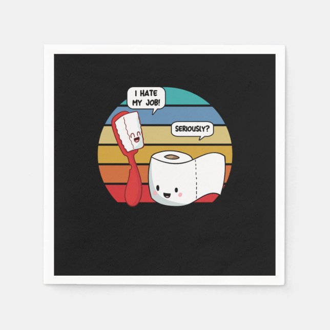 Funny Toiletries Toothbrush And Tissue Puns Gift I Serviette (Vorderseite)