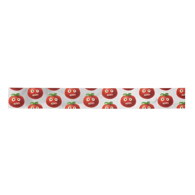 Funny Tomato Pattern - Cartoon Gemüsesektor Satinband (Vorderseite)