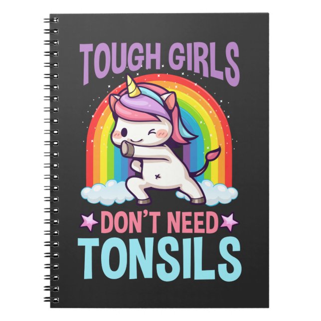 Funny Tonsil Removal Unicorn Kid Tonsillectomie Notizblock (Vorderseite)