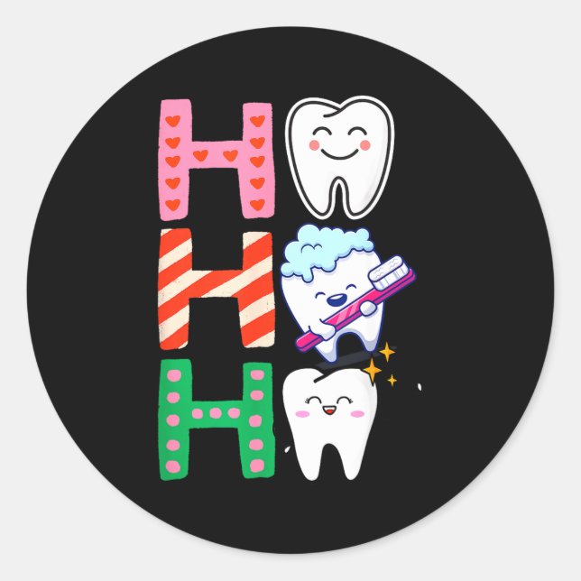 Funny Tooth Christmas Dentist Xmas Dental Istant H Runder Aufkleber (Vorderseite)