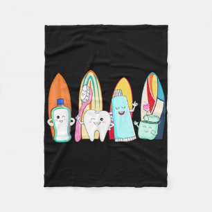 Funny Tooth Surf Surfboard Beach Summer Dental Hyg Fleecedecke