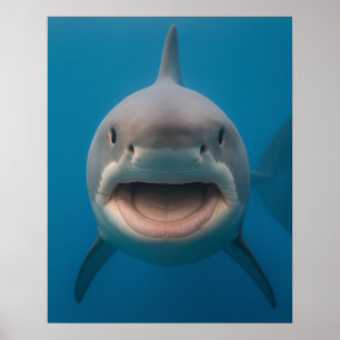 Funny Toothless Great White Shark Wall Art Poster
