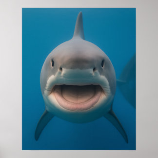 Funny Toothless Great White Shark Wall Art Poster