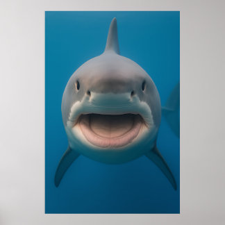 Funny Toothless Great White Shark Wall Art Poster