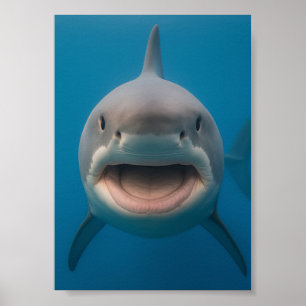 Funny Toothless Great White Shark Wall Art Poster