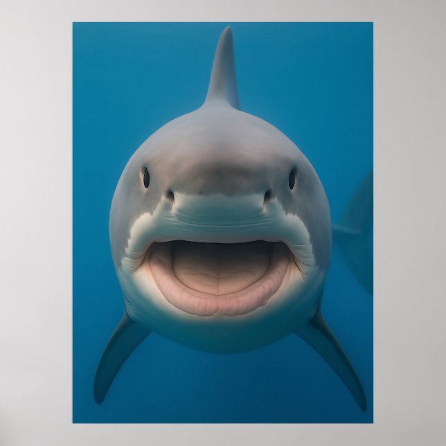 Funny Toothless Great White Shark Wall Art Poster (Vorne)