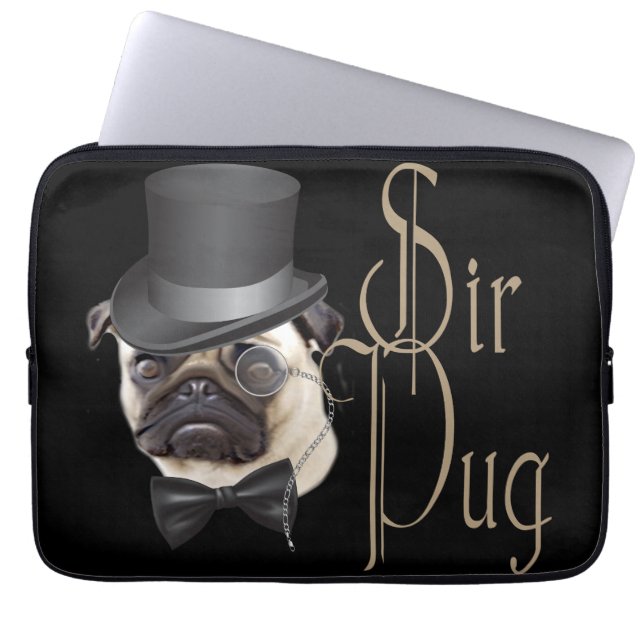 Funny Top Hat Monocle Sir Mops Dog Laptopschutzhülle (Vorderseite)