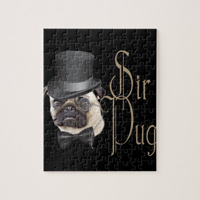 Funny Top Hat Monocle Sir Mops Dog Puzzle (Vertikal)