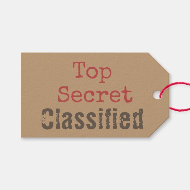 Funny Top Secret Geschenketiketten Geschenkanhänger (Vorderseite (Horizontal))