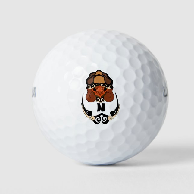 Funny Tortoise Chilling Monogram Golfball (Vorderseite)