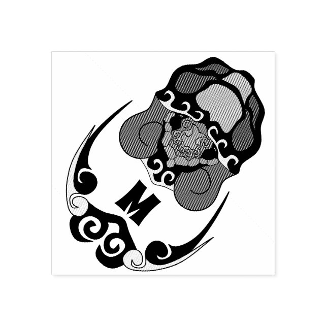 Funny Tortoise Chilling Monogram Gummistempel (Prägung)