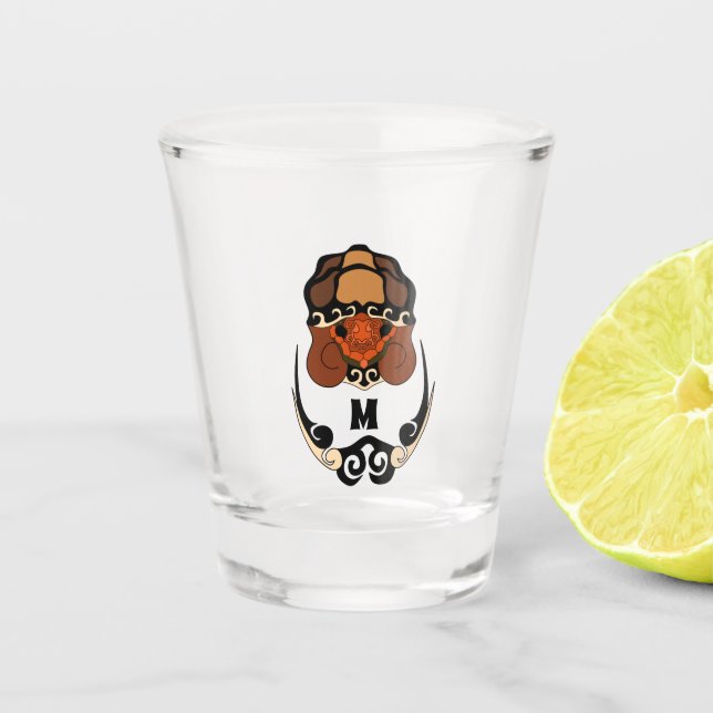 Funny Tortoise Chilling Monogram Schnapsglas (Vorderseite)