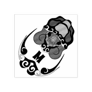 Funny Tortoise Chilling Monogramm Gummistempel
