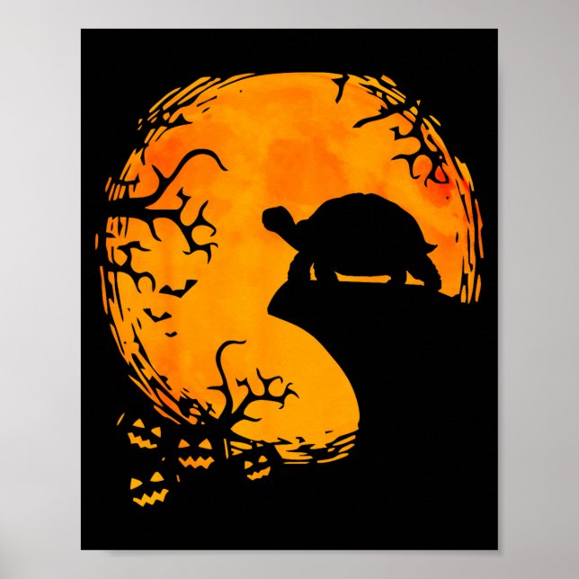 Funny Tortoise Halloween Silhouette Soky Tortoise  Poster (Vorne)
