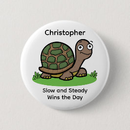Funny Tortoise Langsamer und stetiger Individuelle Button