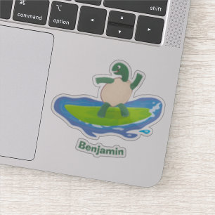 Funny tortoise wave surfing Cartoon Aufkleber