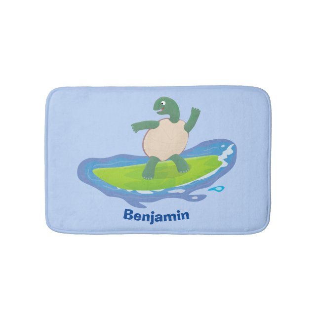 Funny tortoise wave surfing Cartoon Badematte (Vorderseite)